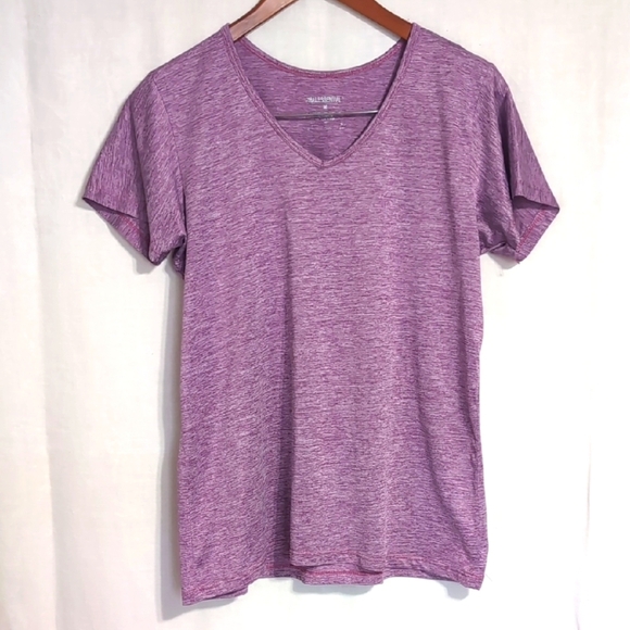 Real Essentials Heather Purple V Neck Athletic T-Shirt Size Medium - Picture 1 of 4